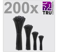 TruComponents Cable tie 100/150/200/300mm 3.6mm Blk UV-proof 200pcs 40618