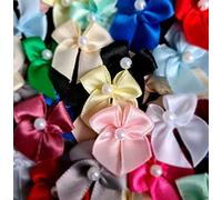 Trucraft - 22mm Dainty Satin Ribbon and Single Pearl Craft Bows - Mixed - Pack of 10
