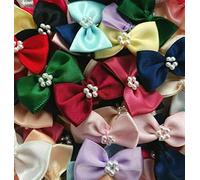 Trucraft 3.5cm Satin Ribbon Pearl Craft Bows Mixed Pack of 10