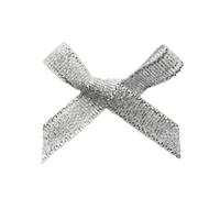 Trucraft - 3cm Lurex Ribbon Mini Craft Bows - Metallic Silver - Pack of 20