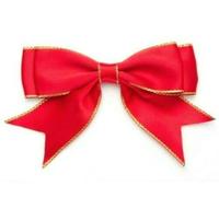 Trucraft 8.5cm Satin Ribbon Double Bows - Christmas Red & Gold - Pack of 5
