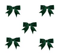 Trucraft - 8.5cm Velvet Ribbon Double Craft Bows - Dark Green - Pack of 5