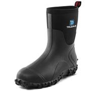 Trudave Rubber Boots for Men, 6mm Neoprene Insulated Mud Boots with Steel Shank, Men's Mid Calf Waterproof Rain Boots,Anti-Slip Rubber Work Boots for Farming Gardening Fishing,Size 7-13, Black, 8 UK