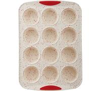 Trudeau 12-Count Muffin Pan, White/Red Confetti