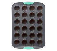 Trudeau 24-Cup Silicone Muffin Pan - Hybrid Non-Stick Bakeware with Steel Frame, Flexible Silicone with Hard Lining to Hold Shape, BPA-Free, Dishwasher Safe, Heat Safe to 428°F, Grey/Mint