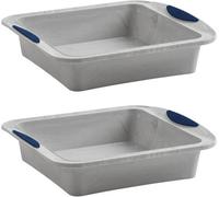 Trudeau 2Pc Grey Marble Effect Silicone Easy Release 8" Square Non-Stick Cake Pans
