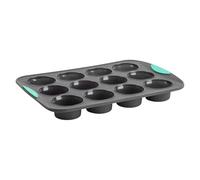 Trudeau Structured Silicone Muffin Pan, Pan-12 Cup, Grey/Mint