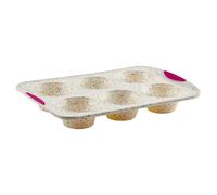 Trudeau Structure White Confetti Reinforced 6 Cup Jumbo Muffin Pan Silicone Bakeware