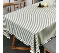 TruDelve Cloth Oblong Tablecloths Olive Green Stripe Cotton Tablecloth Washable 102 Inch Tablecloths for Rectangle Tables (Green,102"x55",Rectangular)