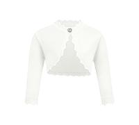 trudge Girls Cardigan Children Long Sleeve Knitted Shrug Bolero Dress Cover up Kids for Communion and Wedding Party Cream White 130 Ages 7-8