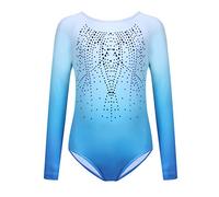 trudge Kid Girls Gymnastics Leotards Long Sleeve Gradient Color Sparkle Ballet Dance Gymnastics Athletic Leotard One Piece Outfit for Little Girl 3-4 Years