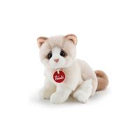 Trudi Kitty Brad White/Beige Plush - Soft and Realistic Cat Toy, Machine Washable, Designed in Italy, Perfect for Kids & Adults, Made in Italy Since 1954