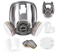 Trudsafe 25 in 1 Full Face Respirator Mask for Paint Sparying, Organic Vapor and Dust, Two Kinds of Connectors, 10 Pcs Lens Cover Included, Gas Mask Respirator with Organic Vapor Filter