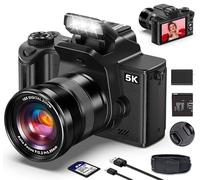 True 5K Digital Cameras for Photography - 80MP WiFi Vlogging Camera for YouTube with 4.0" Touch Screen, 18X Zoom, Lens Cap - Autofocus UHD One-Touch Macro Video Camara Gifts for Beginner Photographer
