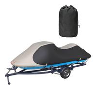 True 900D Solution-Dyed Jet Ski Cover with Storage Bag,Waterproof,Anti-UV Trailerable Cover Universal Fit for Yamaha,Seadoo,Jetski,PWC Boat with Reflective Air Vent (Fits from 116"-125",2 Seater)