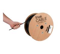 TRUE CABLE Cat5e Direct Burial Bulk Ethernet Cable, Unshielded U/UTP, 1000ft, Black, Waterproof, Outdoor OSP Jacket, 24AWG Solid Bare Copper, 350MHz, PoE++ 100W
