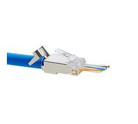 TRUE CABLE Cat6/6A RJ45 Pass Through Modular Plugs, Shielded (STP) External Ground Connector, UL Listed, EZ Crimp, Gold Plated 3 Prong 8P8C, 10 Pieces