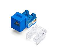 TRUE CABLE Cat6 Keystone Jack, Unshielded (UTP), 90 Degree Punch-Down, PoE++ (4PPoE) 100W, UL Listed, ETL Verified, ANSI/TIA Certified, Modular RJ45 Female, Blue, 12 Pack