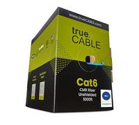 TRUE CABLE Cat6 Riser (CMR), 1000ft, Blue, 23AWG 4 Pair Solid Bare Copper, 550MHz, ETL Listed, Unshielded Twisted Pair (UTP), Bulk Ethernet Cable