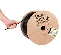 TRUE CABLE Cat6A Direct Burial Bulk Ethernet Cable, 1000ft, Black, Waterproof, Outdoor Rated CMX, 23AWG Solid Bare Copper, 750MHz, PoE++ 100W, Unshielded UTP, ETL Listed