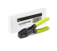 True Cable External Ground Crimping Tool for Shielded RJ45 Connectors, Dual Crimp Cavities, Carbon Steel, Non-Slip Ergonomic Handle, Terminal Crimper with Latch Mechanism