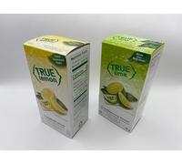 True Citrus Multipack - 100 Lime sachets and 100 Lemon sachets. Crystalised Lime and crystalised Lemon, for drinks and food.