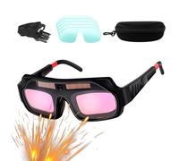 True Color Auto Darkening Welding Goggles - 14.5 x 14 x 5.3 cm Wide Shading Welding TIG MIG ARC CUT Electric Safety Eye Protection | Solar Adjustable PC Lens Clip