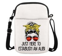 True Crime Junkie Gift Just Here to Establish and Alibi Zipper Crossbody Bag Gift for Crime Show Fan, Alibi Cr, Multifunctional