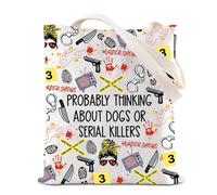 True Crime Junkie Shoulder Bag Dog Lover Gift Crime Podcast Gift Serial killer TV Show Merch Crime Addicts Tote Bag (SERIAL Killers)