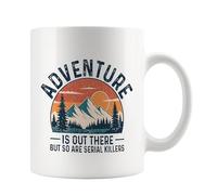 True Crime Mug - Gift for Crime Lovers - Literary Mug - Serial Killer Gift - Teacher Gift - Documentary Book Present - Secret Santa - Adventure is Out There But So are Serial Killers