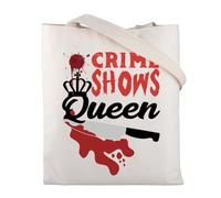True Crime Queen Tote Bag Crime Show Lover Gifts True Crime Gifts Crime Scene Investigator Gifts Crime Show Canvas Tote Bag