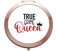 True crime queen true crime fan statement folding compact pocket mirror - rose gold round circle shape