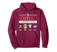 True Crime & Serial Killer A History Of Horror Masks Pullover Hoodie, Adult Unisex, Burgundy, Medium