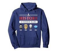 True Crime & Serial Killer A History Of Horror Masks Pullover Hoodie, Adult Unisex, Navy Blue, XX-Large