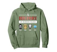 True Crime & Serial Killer A History Of Horror Masks Pullover Hoodie, Adult Unisex, Sage Green, X-Large