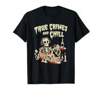 True Crimes and Chill Skeleton Podcast Listener Value Graphic T-Shirt, Men, Black, M