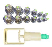 True Face 12pcs Cupping Therapy Set with Pipe Vacuum Massage Cups Health Acupuncture Suction Cup Clear with Pipe 12 Pack