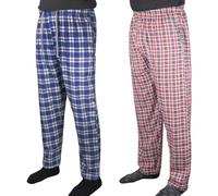 True Face 2 Pack Men's Pyjama Bottoms with Pockets - Cotton Check Woven Nightwear Lounge Pants with Drawstring Waist - Comfortable, Breathable Sleepwear for Relaxing at Home 2 Pack - Set 4 L