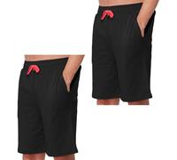 True Face 2 Pack Men's Pyjama Shorts Soft Poly Cotton Modal Lounge Wear Bottoms with Zip Pockets Lightweight Comfy Nightwear for Sleeping or Relaxing Black M