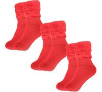 True Face 3 Pair Women's Extra Thick Thermal Socks - Soft Brushed Fleece Lining for Warmth & Comfort - Cozy Winter Socks for Cold Weather Red - 3 Pairs 4-7