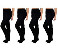 True Face 4 Pack Ladies Thermal Tights - Winter Warm Fleece Lined Thick Black Pants, Cozy Stretch Fit for Cold Weather, Stylish and Comfortable Layering Essentials for Women Black - 4 Pack L-XL