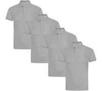 True Face 4 Pack Mens Polo Pique Regular Fit T Shirt Grey Plain - 2XL
