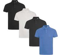 True Face 4 Pack Mens Polo Pique Regular Fit T Shirt Plain Set 2 XL