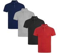 True Face 4 Pack Mens Polo Pique Regular Fit T Shirt Plain Set 3-4 Pack S