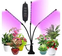True Face 80 LED Plant Lamp with 3 Heads Grow Light and Timer, 360°Adjustable Gooseneck for Seedlings and Succulents, Full Spectrum
