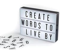 True Face A4 Cinematic Light Box with 90 Letters, Numbers & Symbols - Slide-In Message Lightbox Sign for Home Décor, Events, Parties, and Personal Use - USB or Battery Powered with ON/OFF Switch White
