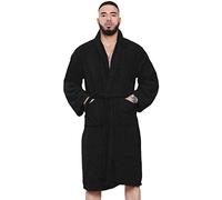 True Face Bath Robe Unisex Luxury Egyptian Cotton Towelling Dressing Gown High Absorbant Soft Towel Silver Grey -Shawl Size XL Black - Shawl