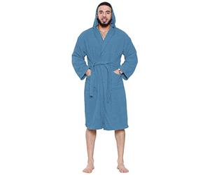True Face Bath Robe Unisex Luxury Egyptian Cotton Towelling Dressing Gown High Absorbant Soft Towel Silver Grey -Shawl Size L Royal Blue - HDY