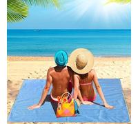 True Face Beach Mat Outdoor Waterproof Sandproof Picnic Blanket - Foldable Lightweight Camping & Travel Mat - Quick Dry, Easy Clean, Portable Ground Cover for 3-5 People Blue 200x150 cm