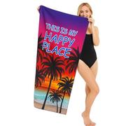 True Face Beach Towel Microfibre Sand Free Lightweight Quick Dry Towel, Super Absorbent, Compact & Travel-Friendly Soft Printed Camping Towel for Beach Towels for Adults Palm Trees 70 X 150 cm